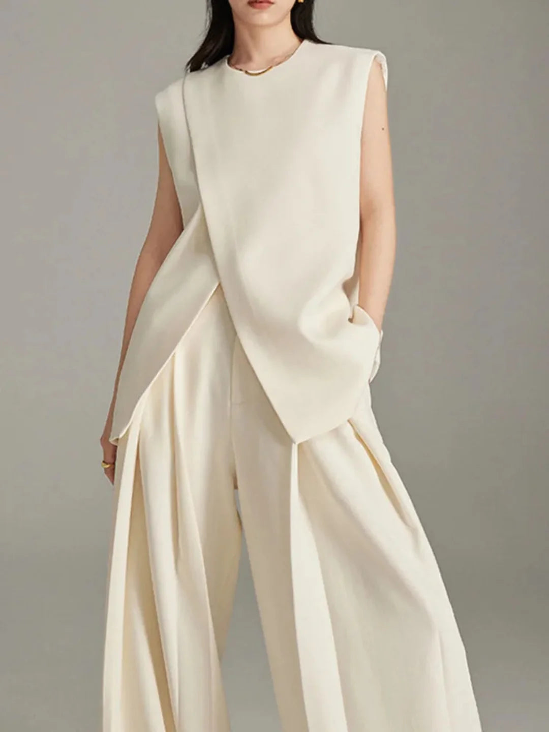 Modernist Sleeveless Tunic Top & Trousers Set