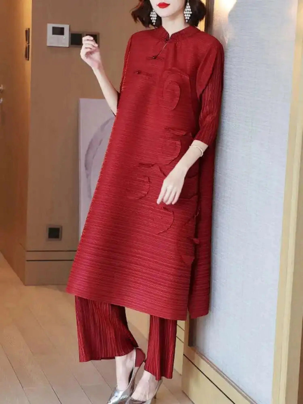 Couture Plissé 3/4 Sleeve Top & Pants