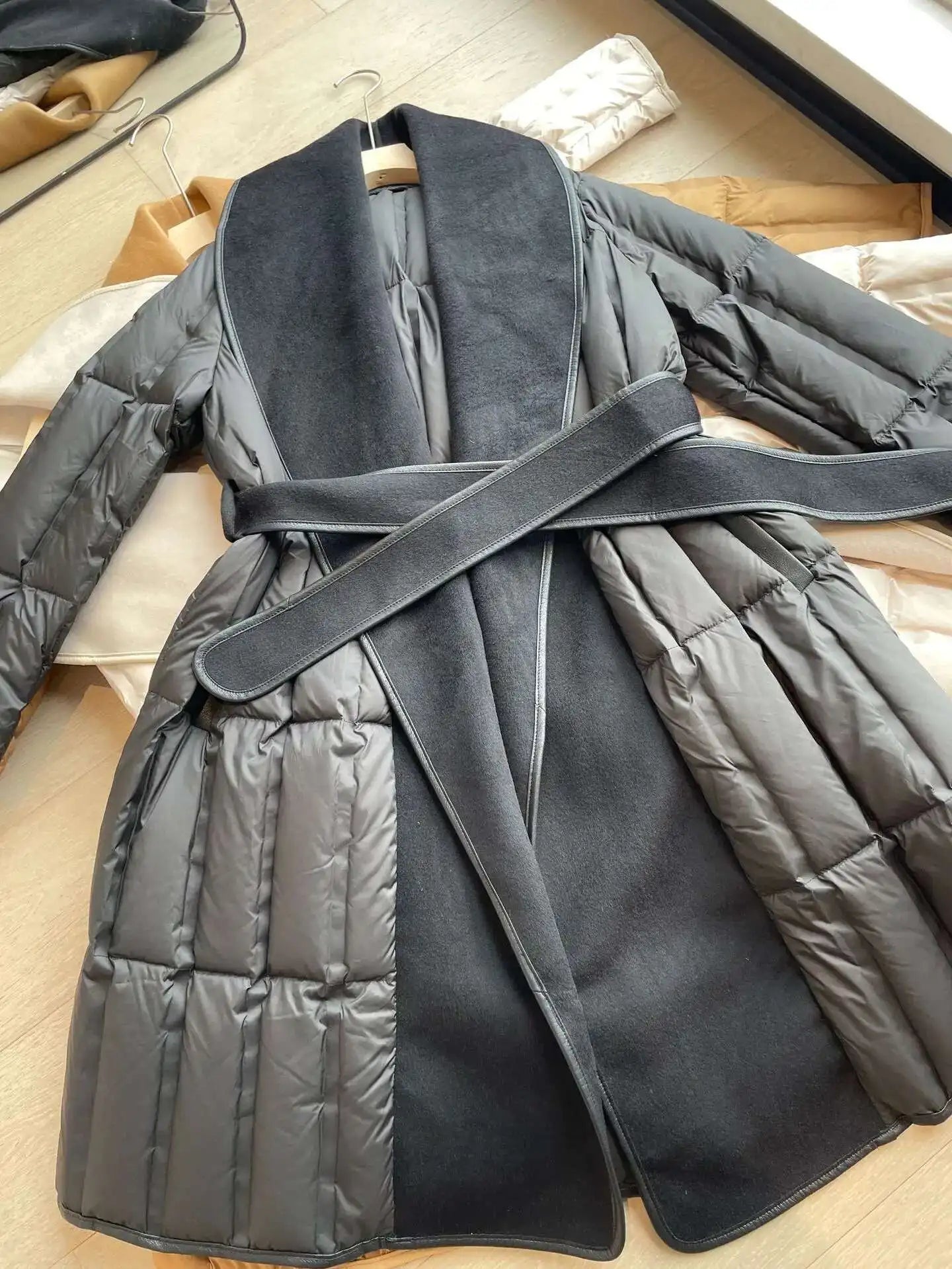Luxe Wool-Blend Quilted Coat
