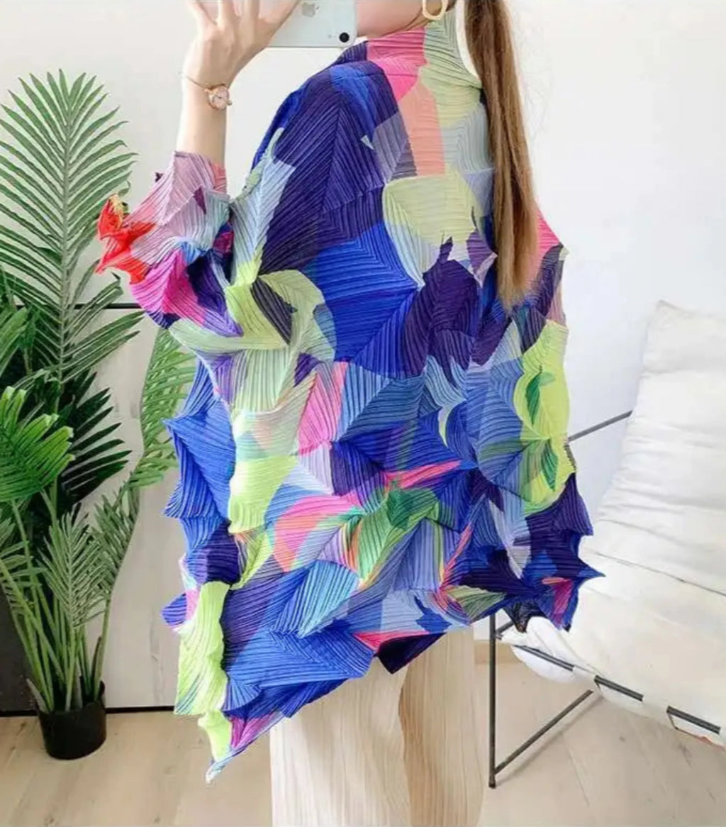 Luxe Pleated Geometric Top