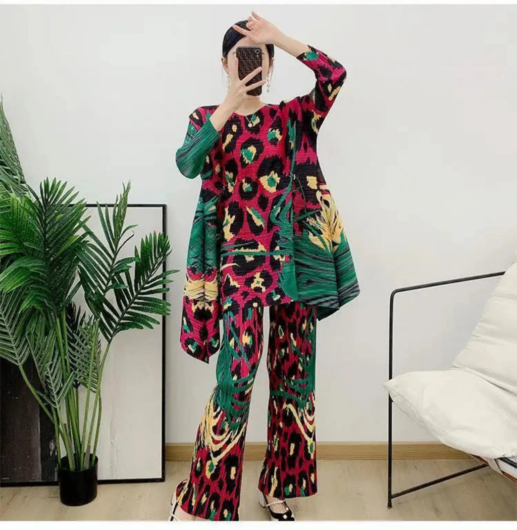 Truly Pleated Leopard Pant & Top Set