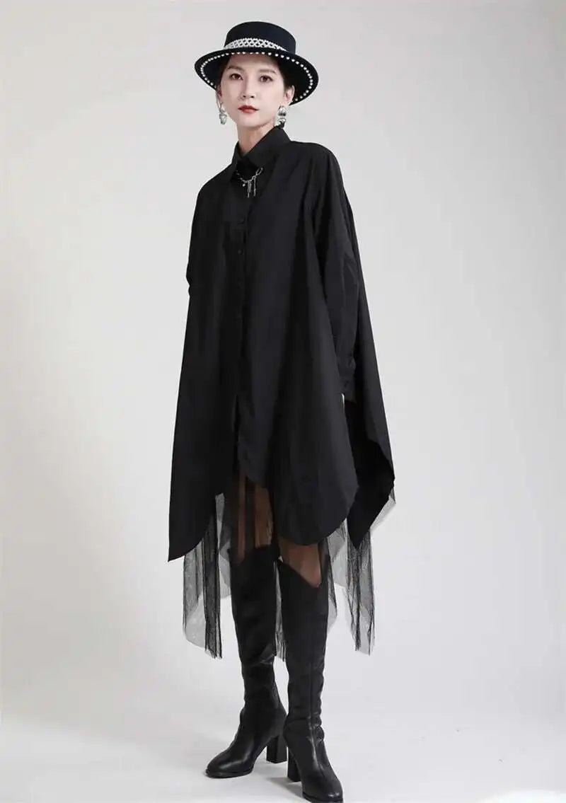 Avant-Garde Asymmetric Hem Tunic Dress
