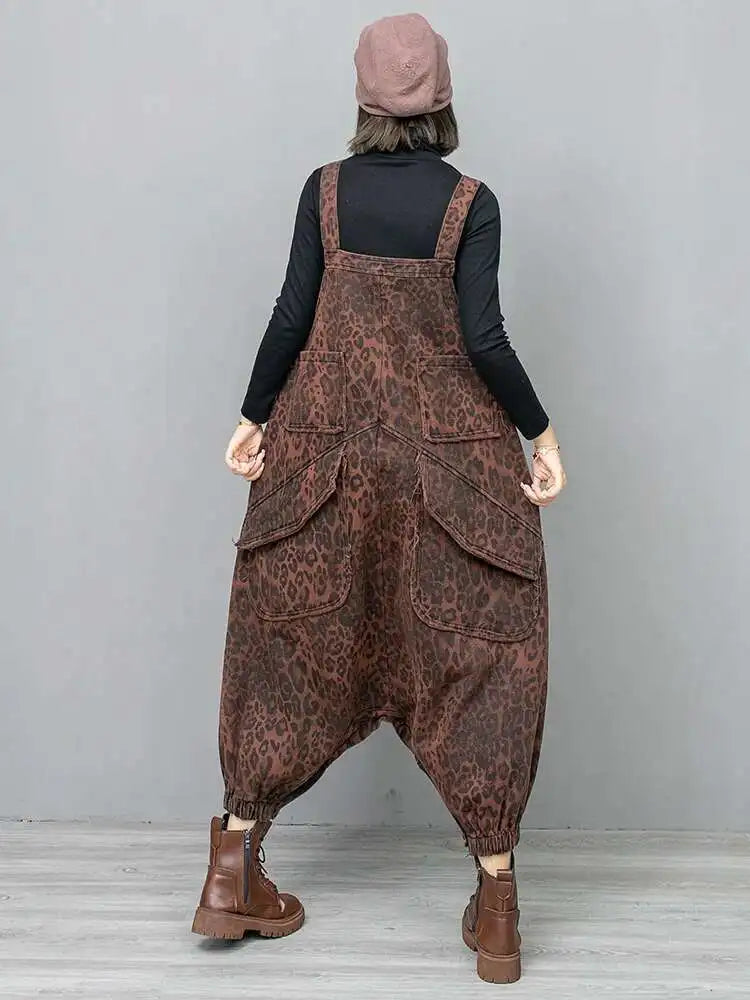 Luxe Leopard Denim Overalls