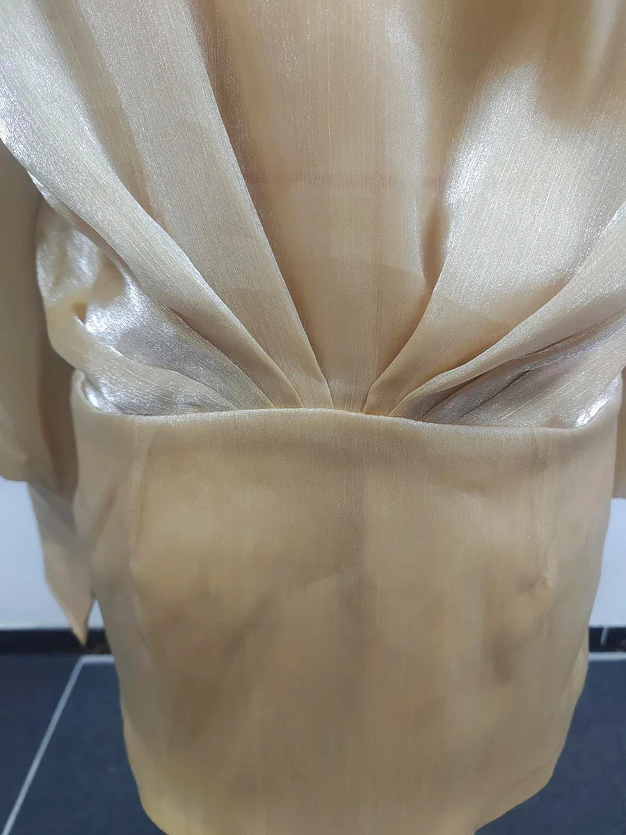 Sheer Mini Dress - Crystals & Off Shoulder