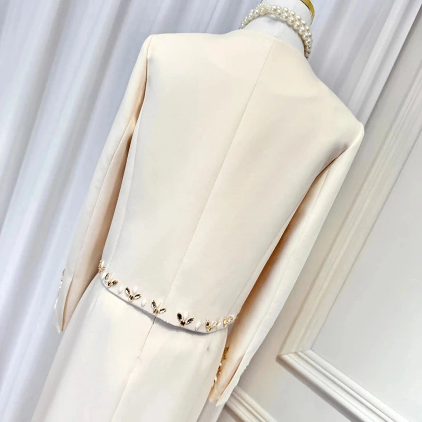 Elegant Crystal Maxi Skirt Suit Set