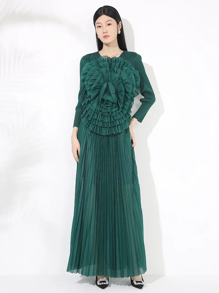 Luxury Formal Pleated Midi Skirt Set