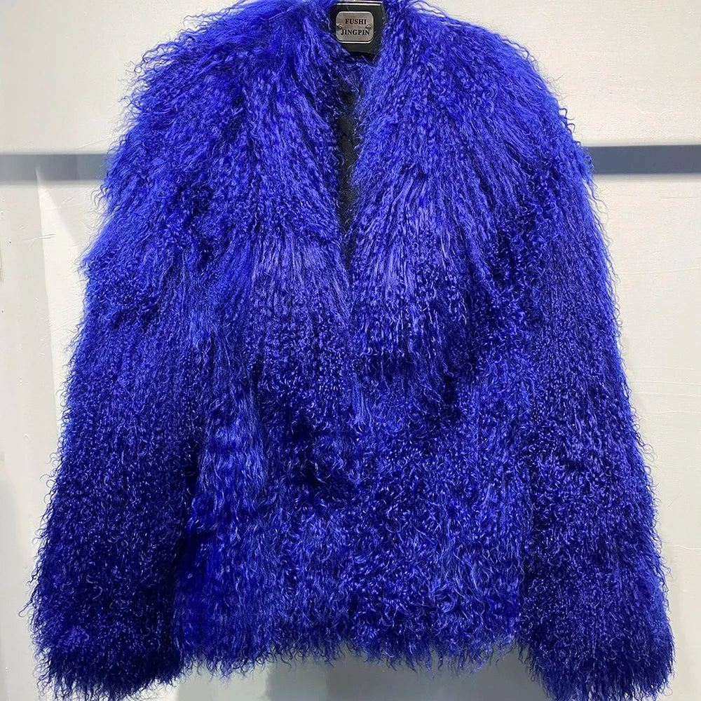 100% Genuine Fur Plush Shaggy Coat
