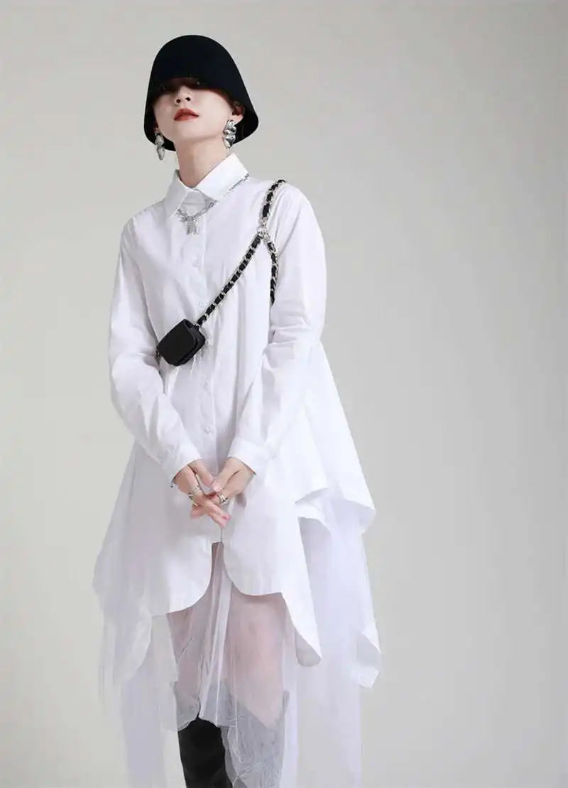Avant-Garde Asymmetric Hem Tunic Dress
