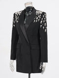Luxe Crystal-Embellished Double-Breasted Blazer