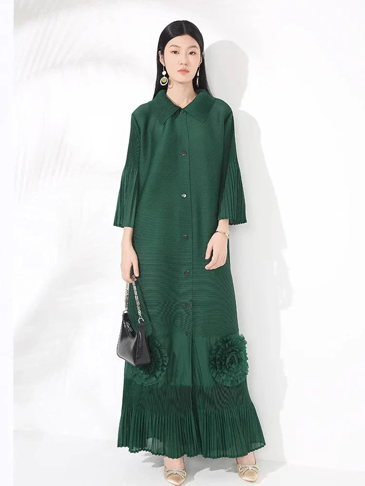 Pleated Japanese Extra Long Coat