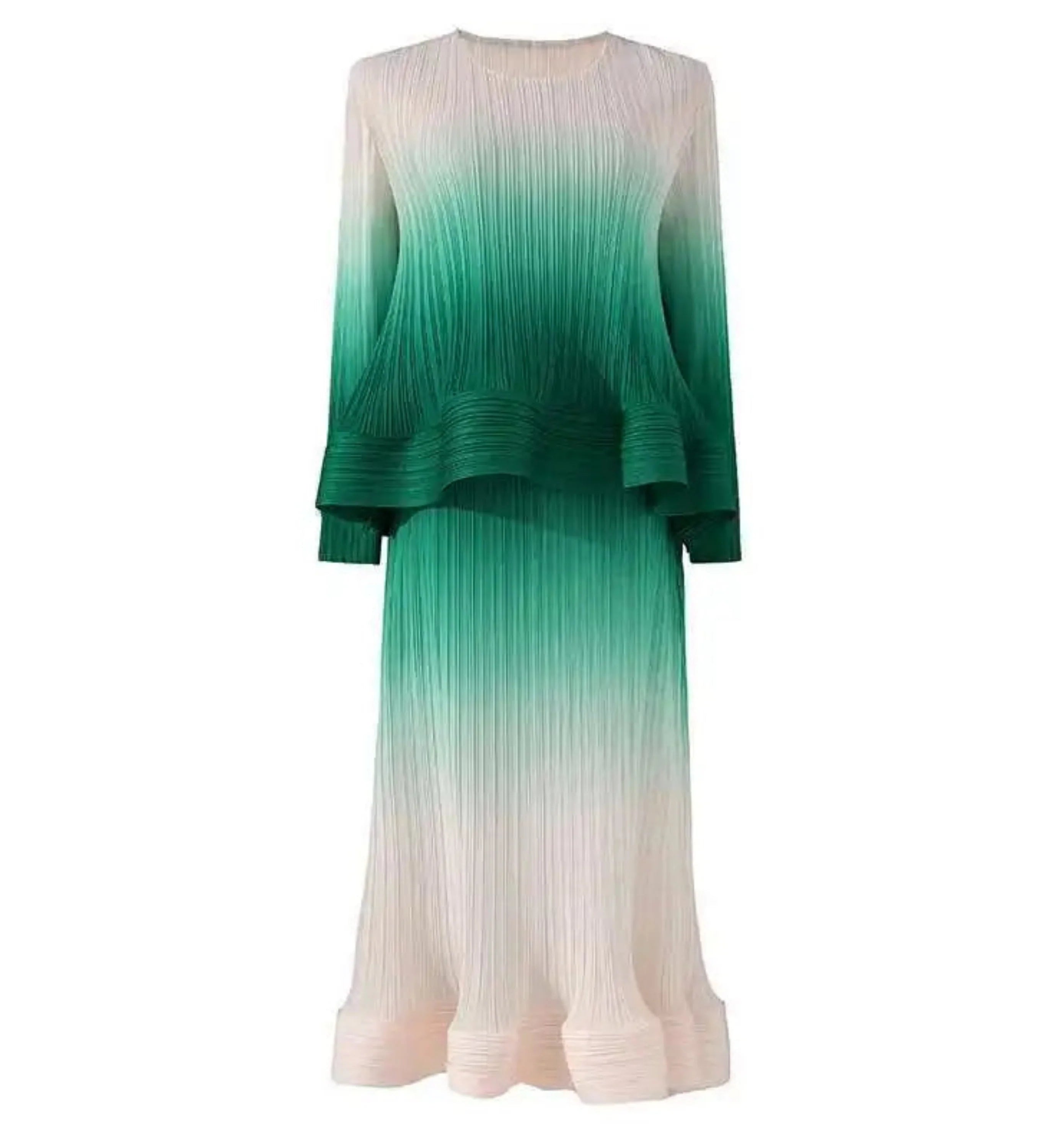 Couture Ombre Plissé Skirt & Top