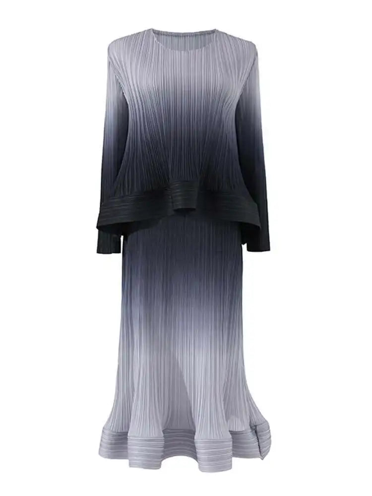 Couture Ombre Plissé Skirt & Top