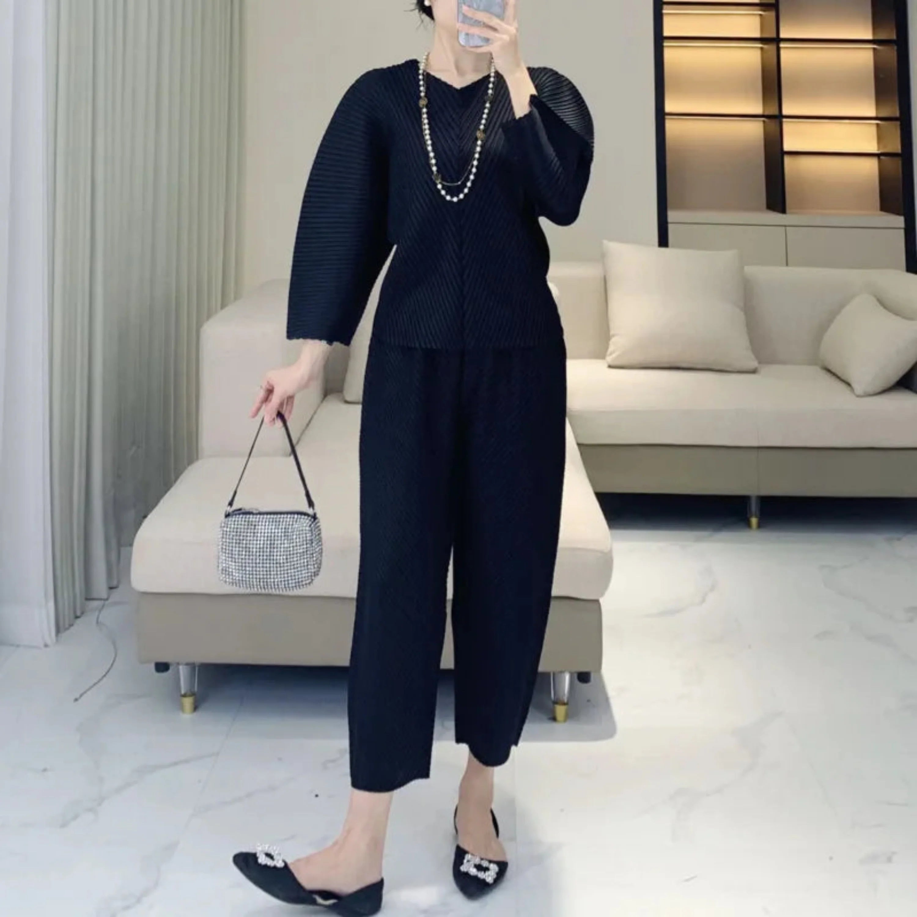 Luxe Pleated Co-ord Pants Set