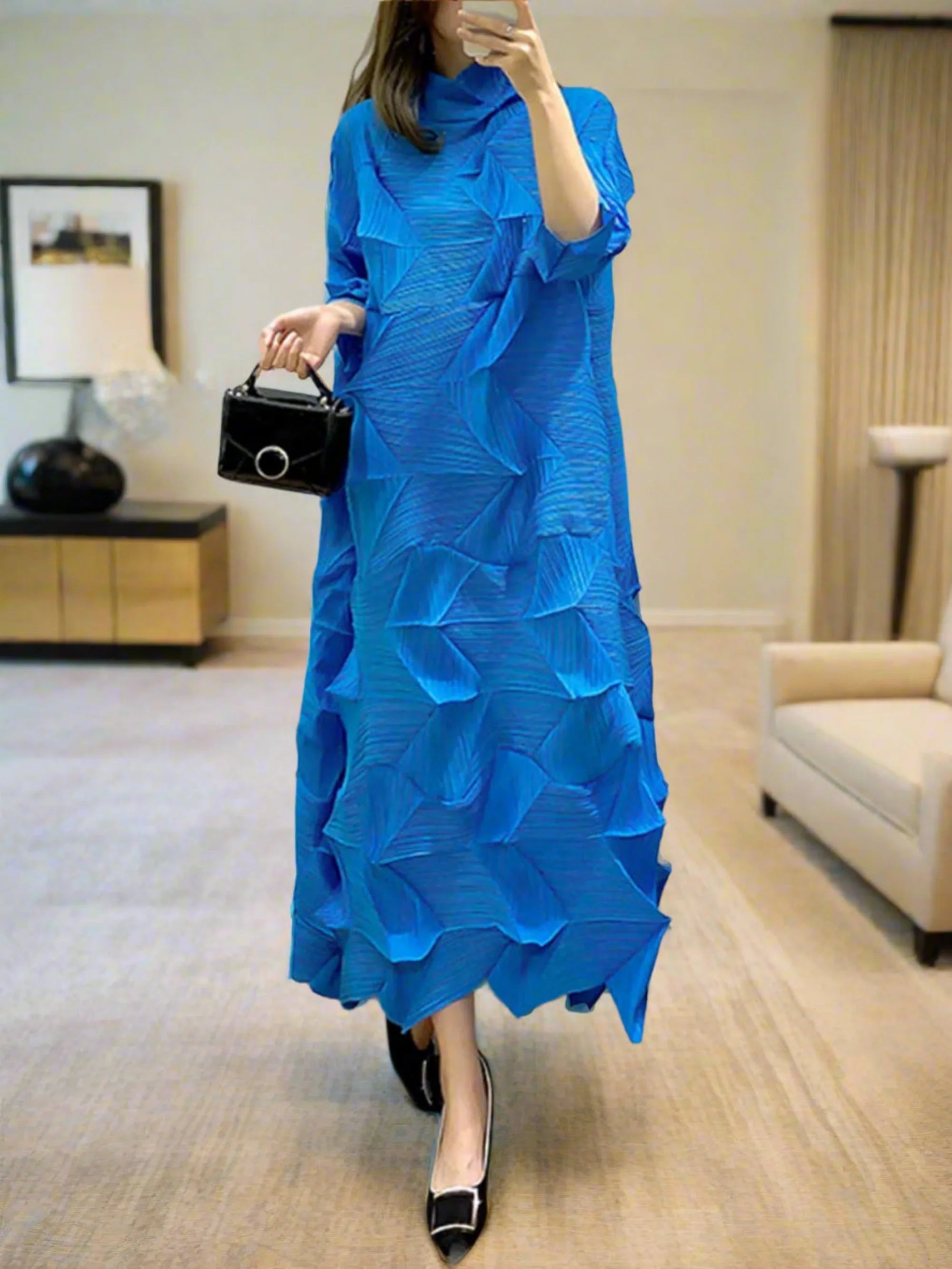 Signature Origami Midi Pleated Dress