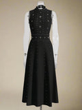 Sleeveless Fit & Flare Embellished Midi Dress