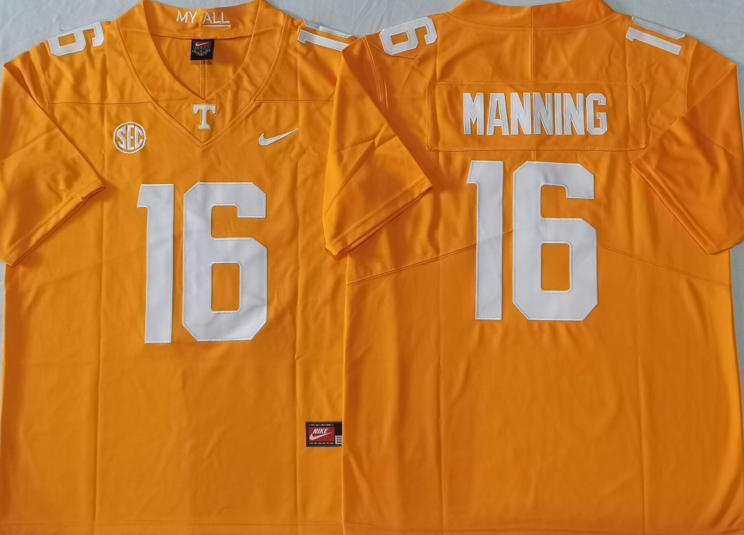Tennessee Volunteers Orange #16 MANNINGStitched Jersey