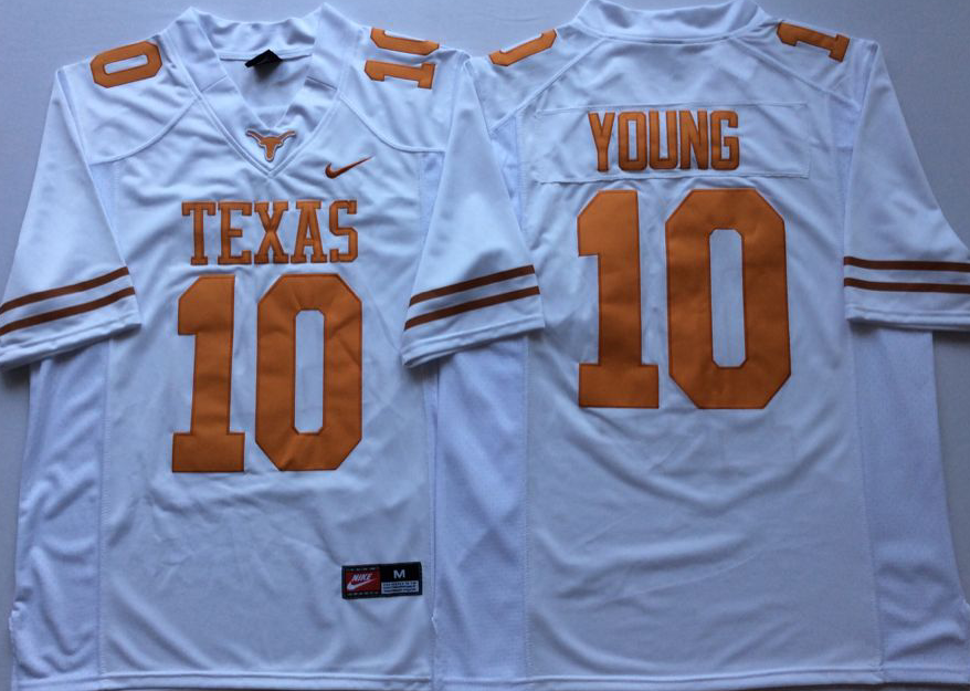 Texas Longhorns White #10 YOUNG Stitched Jeresy