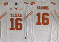 Texas Longhorns White #16 MANNING Stitched Jeresy