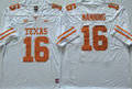 Texas Longhorns White #16 MANNING Stitched Jeresy