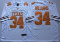 Texas Longhorns White #34 WILLIAMS Stitched Jeresy