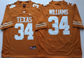 Texas Longhorns YELLOW #34 WILLIAMS Stitched Jersey