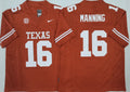 Texas Longhorns Yellow #16 MANNING Stitched Jeresy