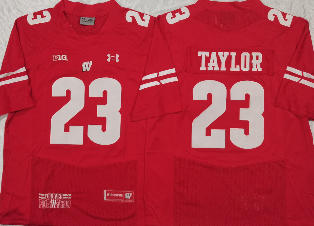 Wisconsin Badgers Red #23 TAYLOR Stitched Jersey