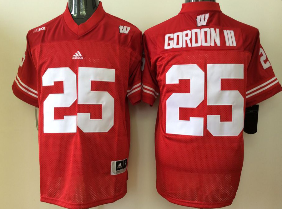Wisconsin Badgers Red #25 Gordon III Stitched Jersey