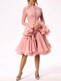 Fitted Bell Sleeve Chiffon Mini Dress