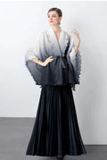 Plissé Pleated Long Skirt With Capelet Top