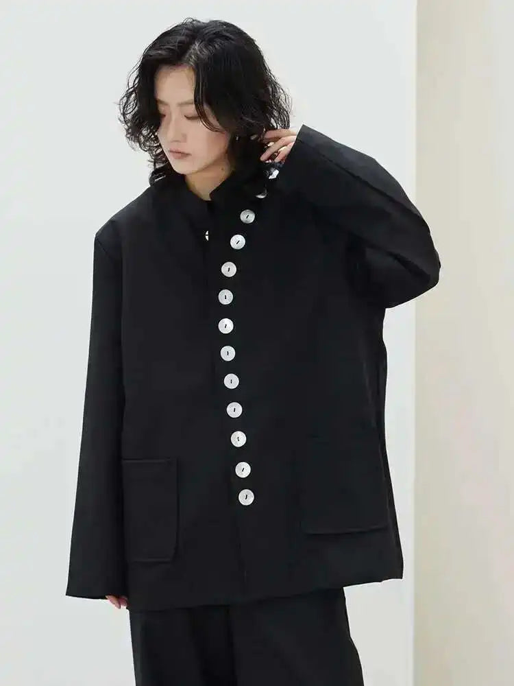 Luxe Mandarin Button Blazer