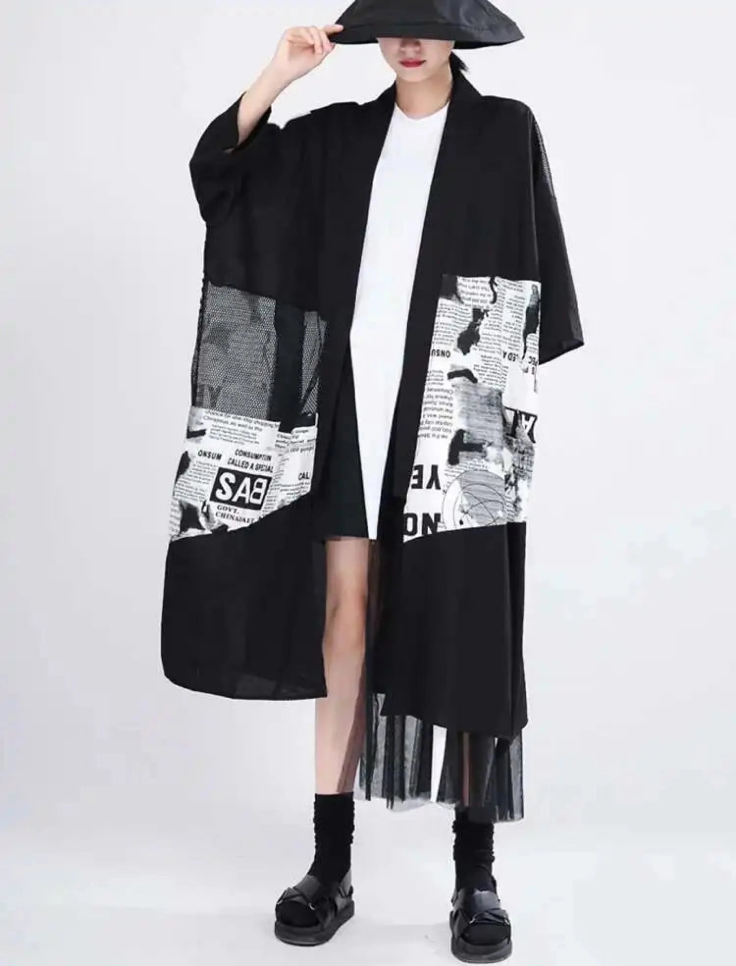 Luxury Oversized Newspaper Cardigan