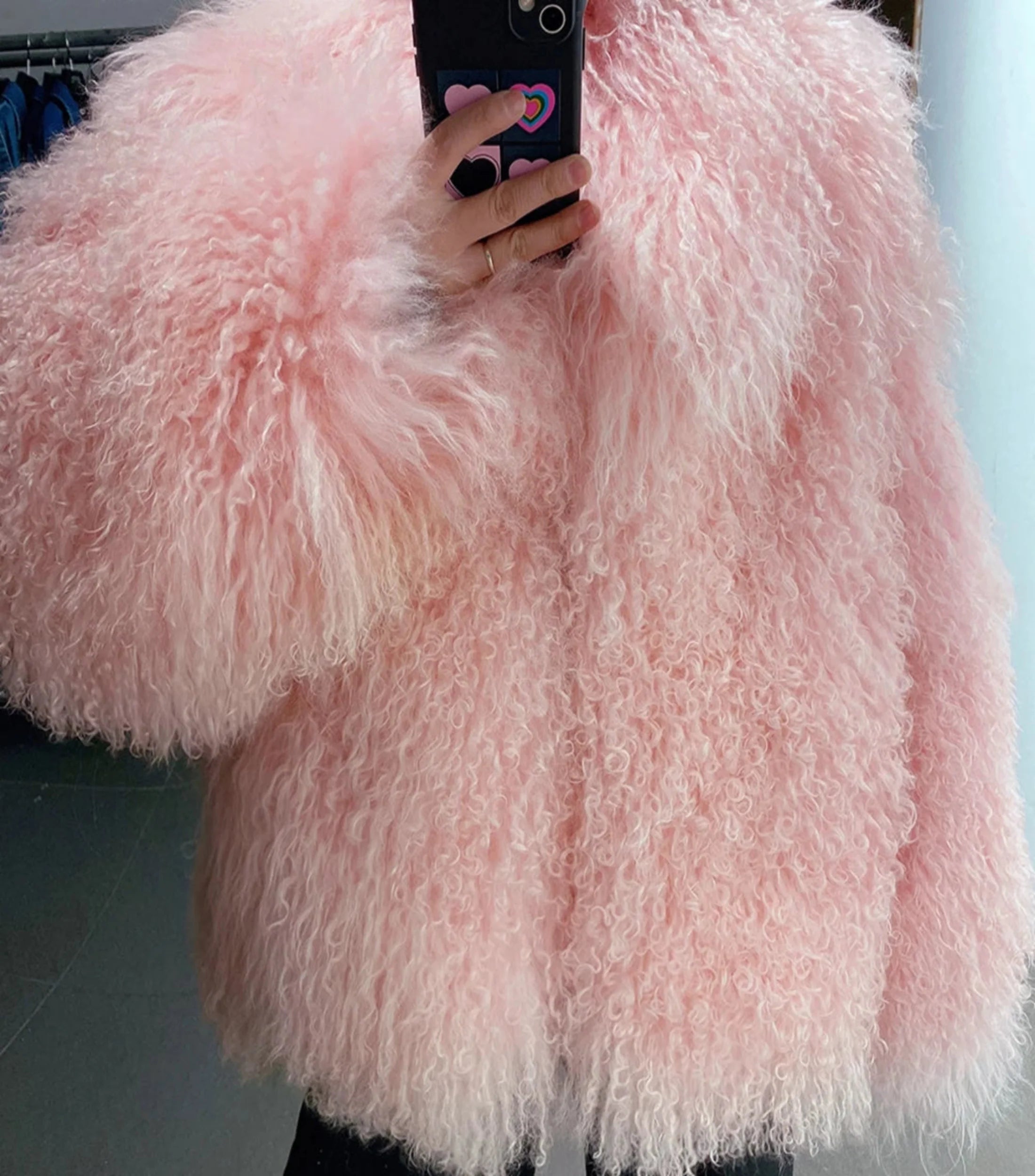 100% Genuine Fur Plush Shaggy Coat