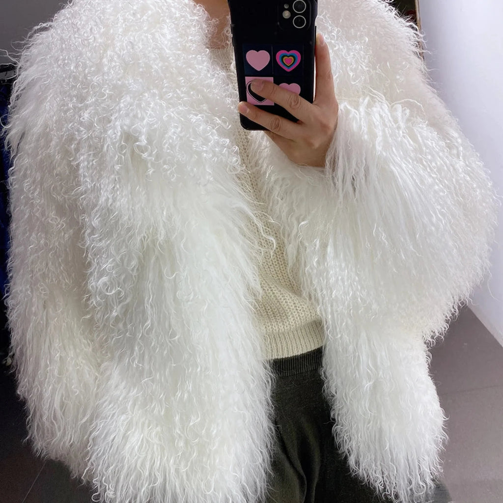 100% Genuine Fur Plush Shaggy Coat