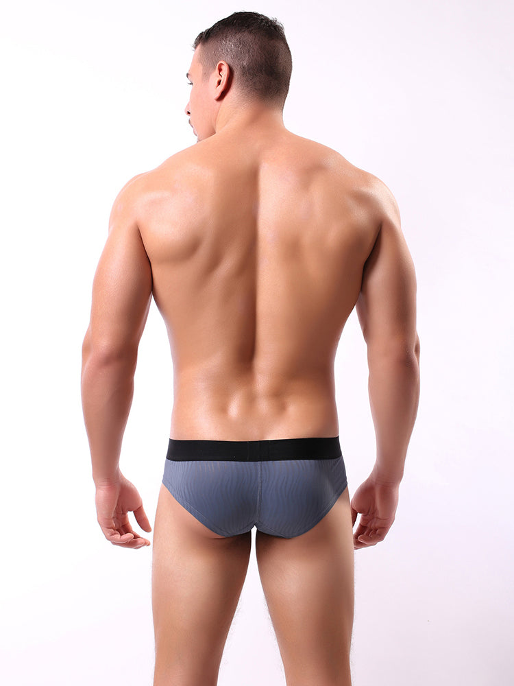 3 Pack Men's Striped U-Pouch Breathable Casual Briefs
