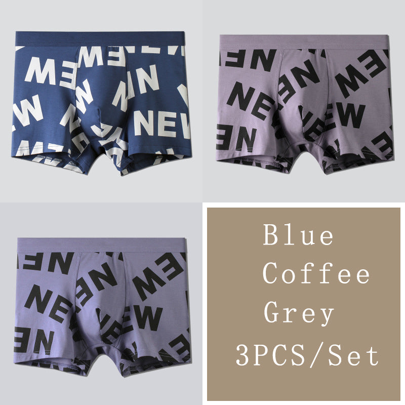 3Pcs Mens Printed U Convex Pouch Boxer Briefs