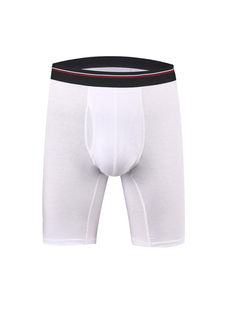 2 Pack Men's Long High Waist Cotton Sports Anti-friction Leg Boxer Briefs