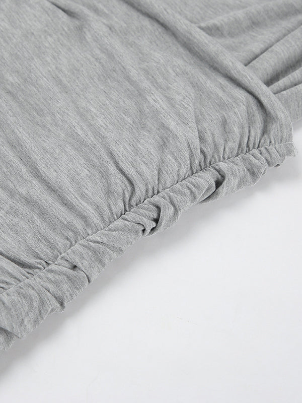 Long Sleeves Skinny Pleated Solid Color Split-Joint Off-The-Shoulder Evening Dresses Maxi Dresses