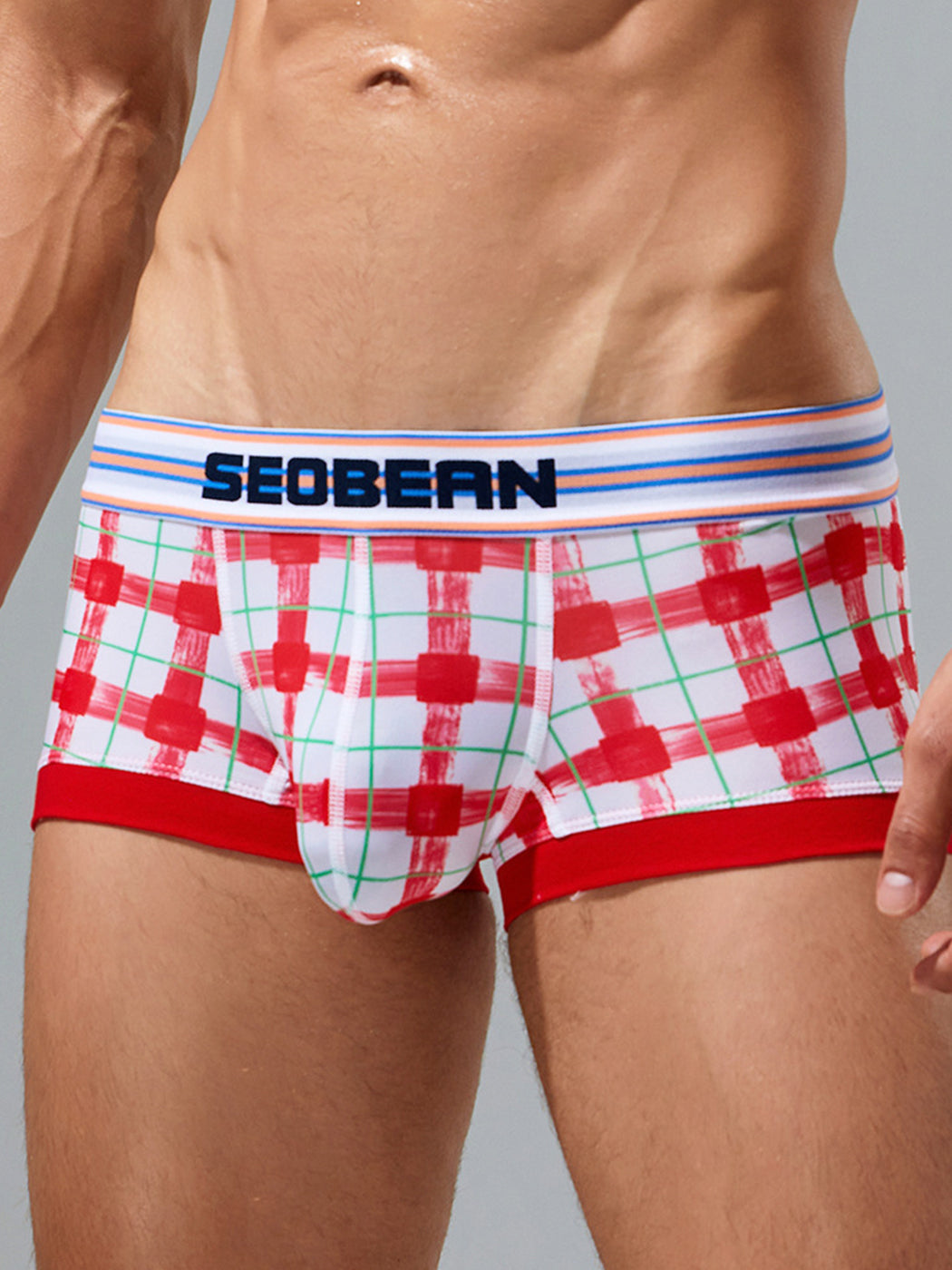 Men's Relaxed Plaid U Pouch Trunks