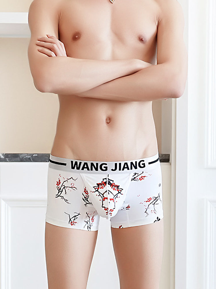 3 Pack Men's Ice Silk U Convex Pouch Trunks with Fly