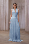 Uranie Blue Gathered Maxi Dress