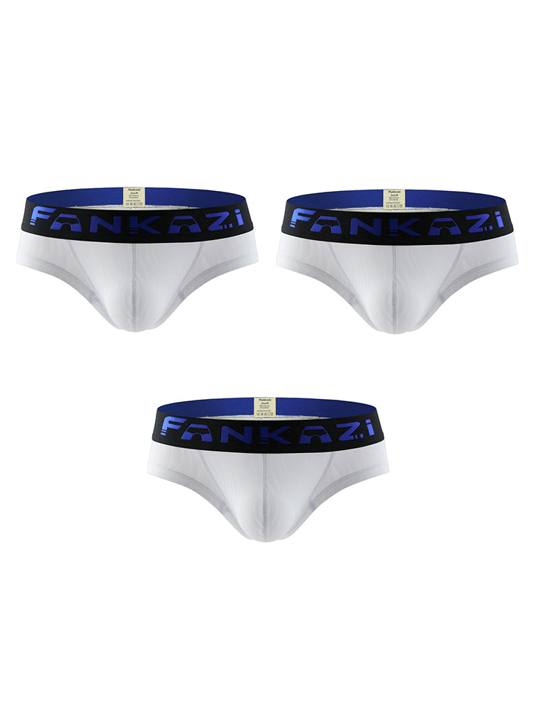 3 Pack Men's Striped U-Pouch Breathable Casual Briefs