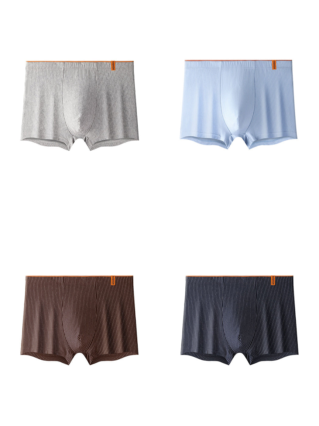 4 Pack Men's Striped Printed Breathable Cotton Trunks