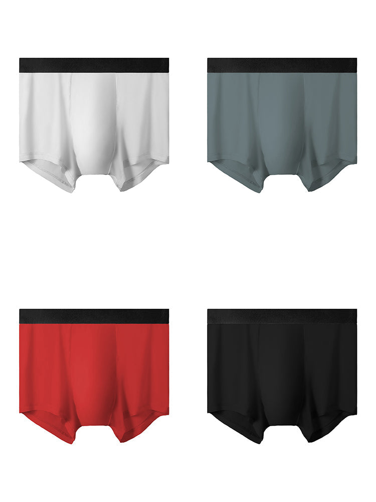 4 Pack Men's Silky Thin Seamless Trunks