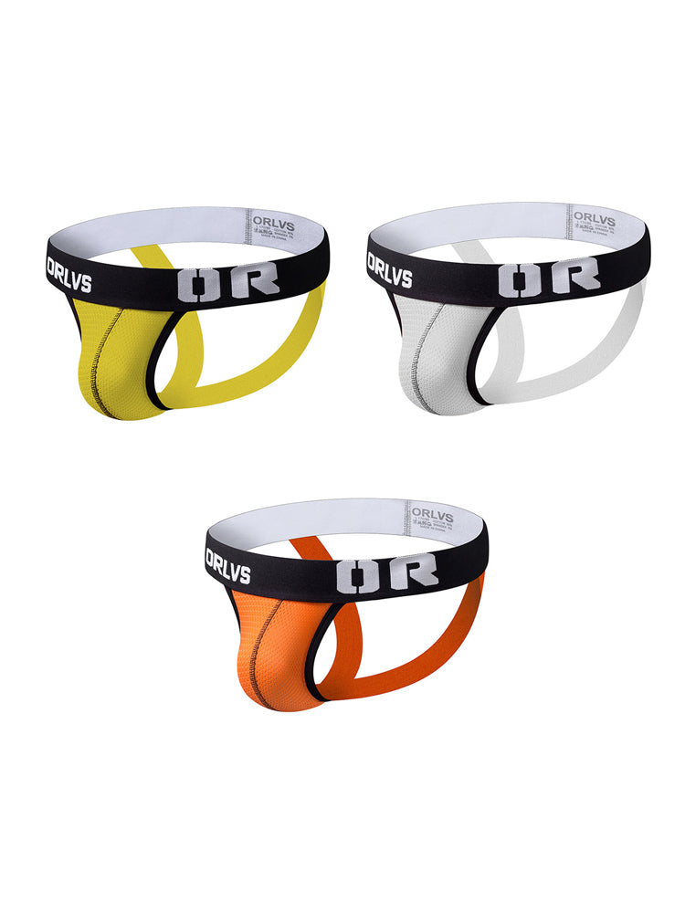 3 Pack Men's U-Pouch Striped Sexy Jockstraps