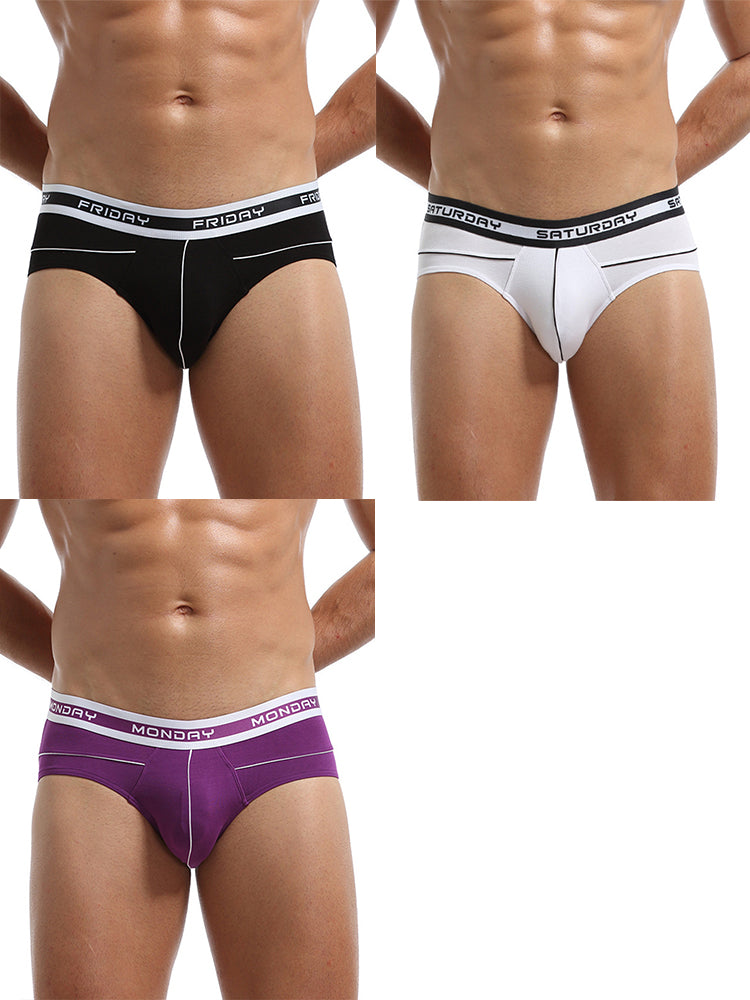 3 Pack Men's Comfortable Sporty Breathable Low-Waist Sexy Briefs