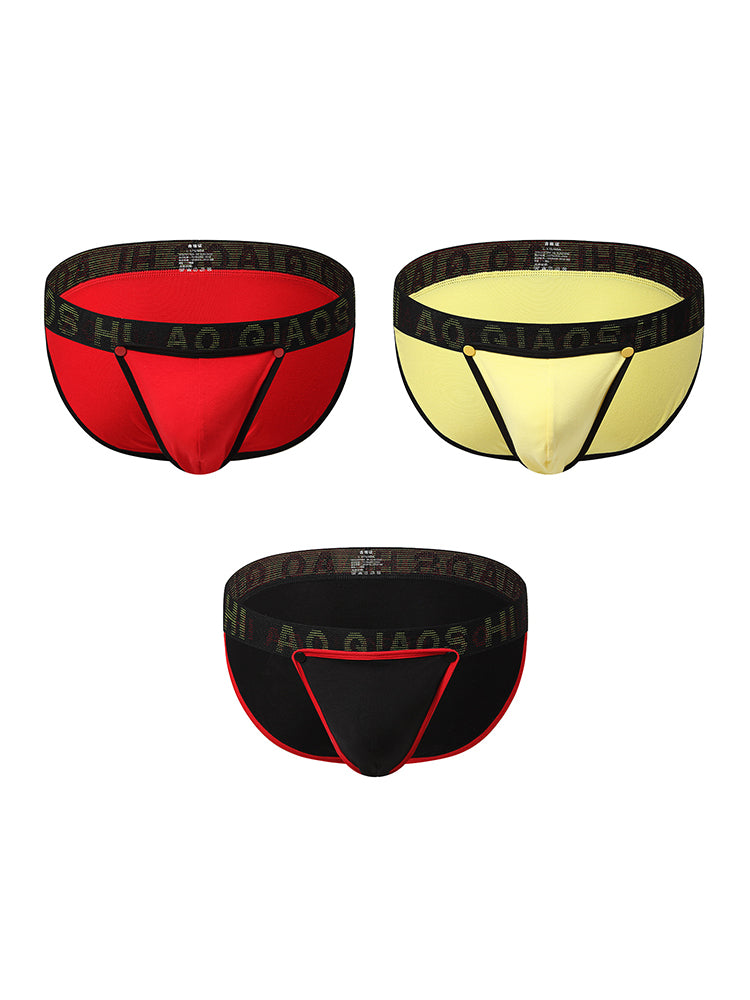 3 Pack Men's Large Pouch Button Waistband Briefs