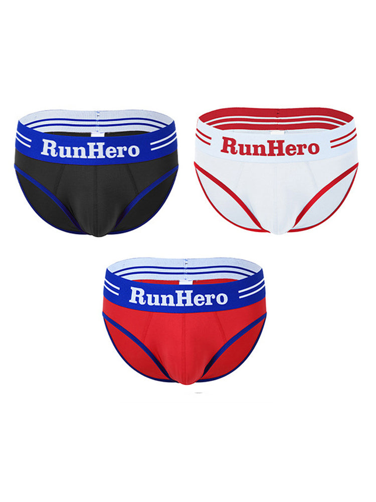 3 Pack Men's Low-Rise Sports Breathable Fitness Hip-Lifting Cotton Briefs