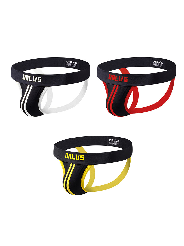 3 Pack Men's U-Pouch Striped Sexy Jockstraps