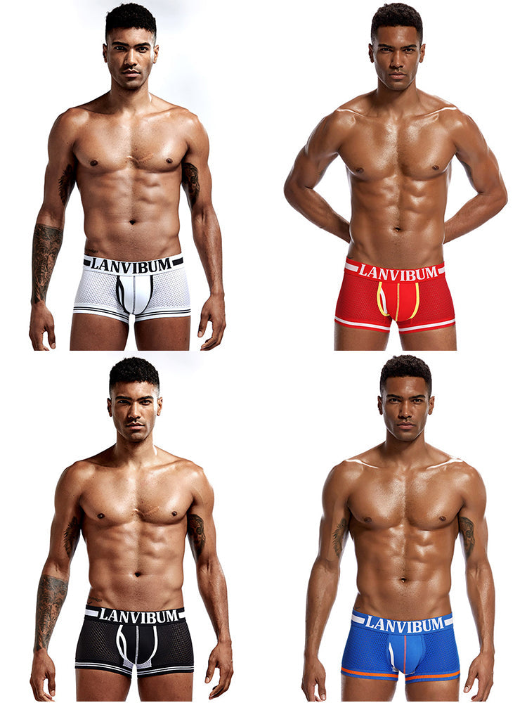 4 Pack Men's Mesh Breathable Quick-Dry Sexy Nylon Trunks